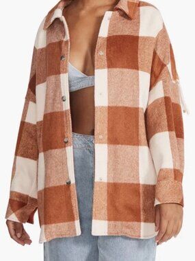 Steve Madden Plaid Oversized Shirt Jacket (Shacket)